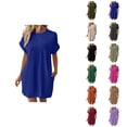 thumbnail image 1 of Tshirt Dress Women Summer Short Sleeve Crewneck Loose Fit Casual Mini Dresses with Pockets T Shirt Dresses for Women, 1 of 6