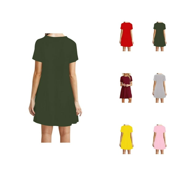 Tshirt Dress Women Summer Short Sleeve Crewneck Loose Fit Lightweight Casual Mini Dresses T Shirt Dresses for Women