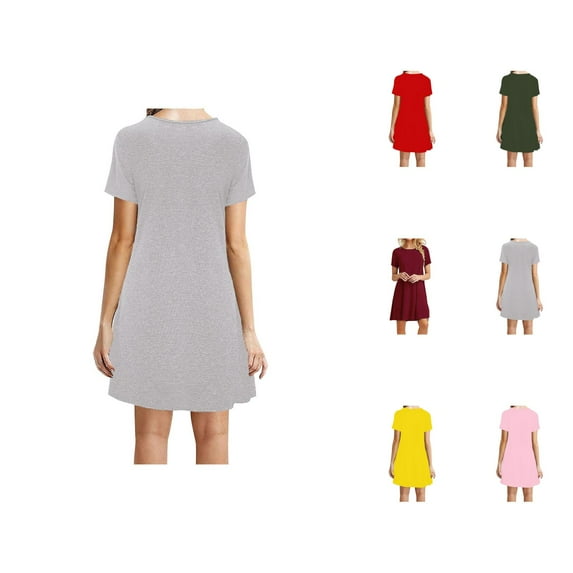 Tshirt Dress Women Summer Short Sleeve Crewneck Loose Fit Lightweight Casual Mini Dresses T Shirt Dresses for Women