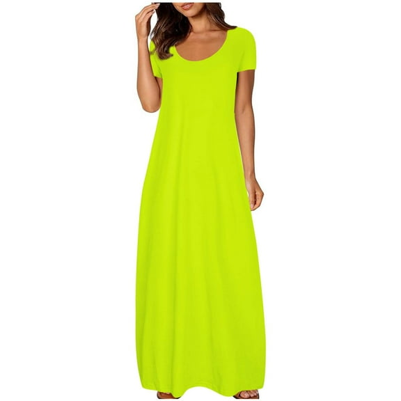 Tshirt Dresses for Women Summer Crewneck Short Sleeve Loose Casual Maxi Dress Ladies Long Nightgowns