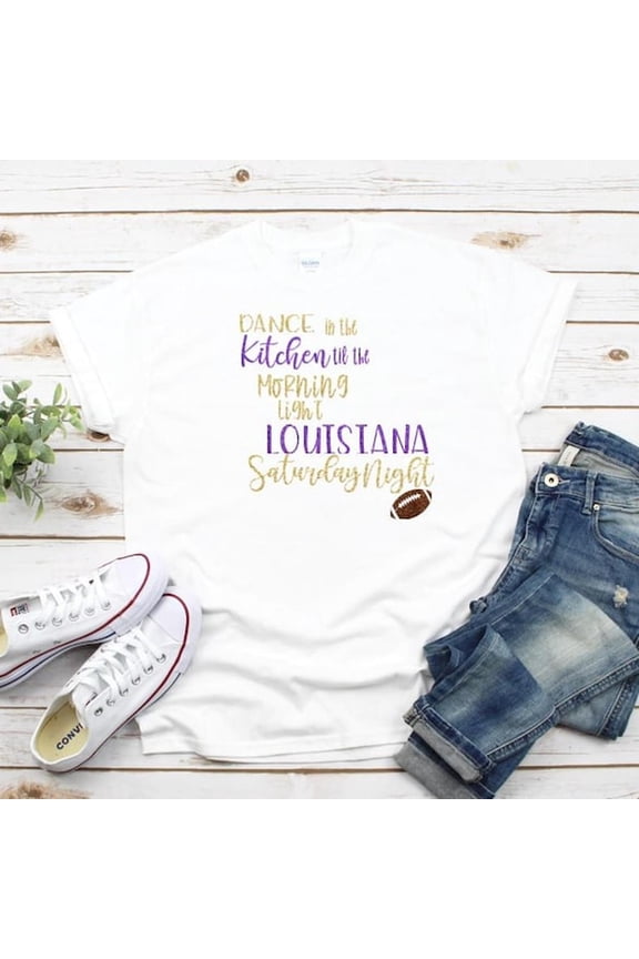 [Tshirt]Purple Gold TIGERS Football Fan T Shirt, Glitter or Matte Dance Louisiana Saturday Night Shirt, Game Death Valley Tank Top XS-4X plus size