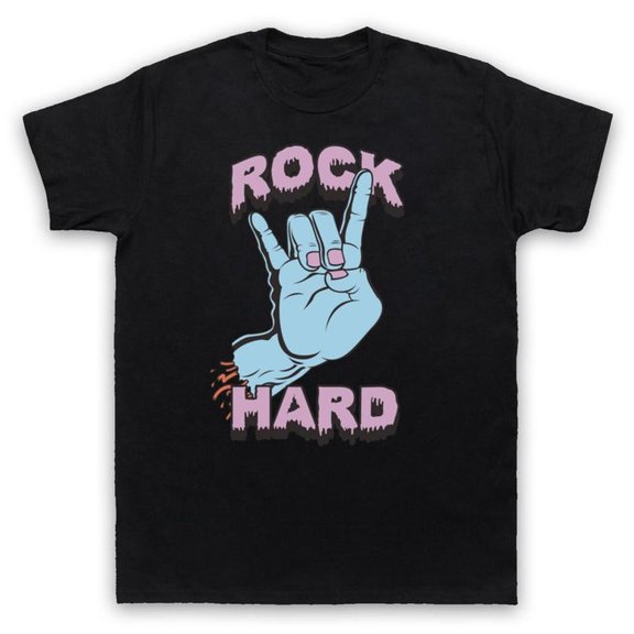 [Tshirt]Rock Hard Heavy Metal Devil Horns Fingers Music Rocker Mens & Womens tshirt