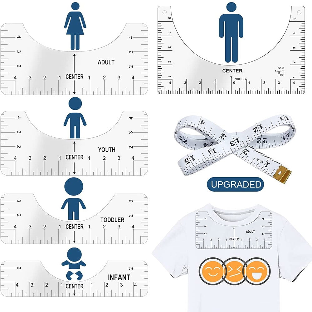 Mity rain Tshirt Ruler Guide for Vinyl Alignment, Shirt Measurement Tool  for Heat Press, 10x6 Inch