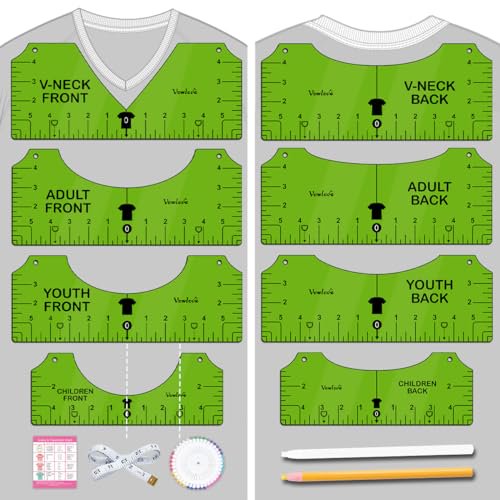 Tshirt Ruler Guide for Vinyl Alignment: T Shirt Ruler to Center Design, Tee Measurement Tools, Heat Press Accessories for Sublimation, HTV Heat Transfer Vinyl Press, Screen Printing