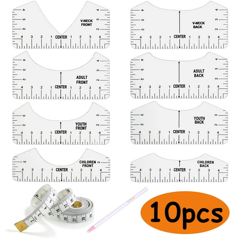  FINFINLIFE Tshirt Ruler - 12 Pcs, Cricut Accessories for  Precise Alignment on Front Round Neck, V-Neck, Pocket & Back, Ideal for  Adult Plus Size, Youth, Toddler & Baby Garments, Pocket Positioning 