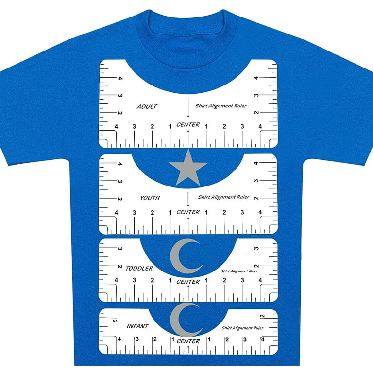 Tshirt Ruler Guide for Vinyl Alignment - 4PCS of T Shirt Rulers to