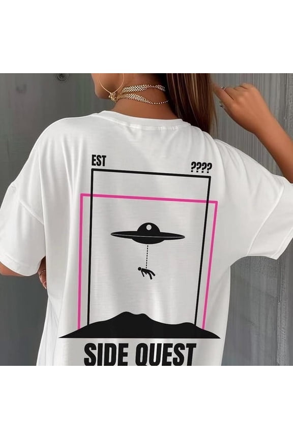 [Tshirt]Side Quest T-Shirt, Funny Rave Shirt, Alien Rave, Techno shirt, House Music Shirt, EDM shirt, Hard Summer Rave Outfit, Rave Daddy Shirt