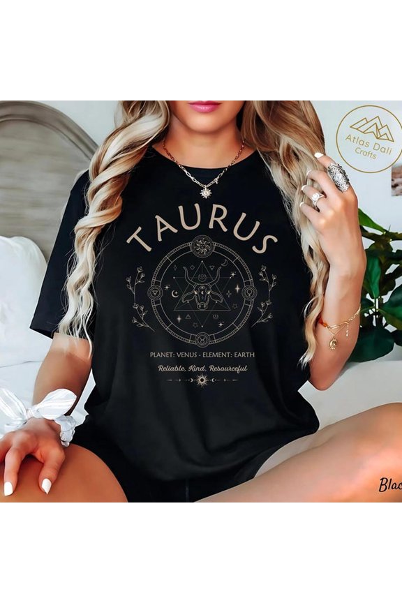 [Tshirt]Taurus Zodiac tshirt, Celestial Bull Sign Shirt, Boho Astrology tee, Venus Earth Element Gift, Spiritual Birthday Shirt, Taurus Unisex tee