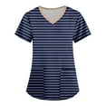 thumbnail image 1 of Tshirt Women Women Fashion Printed Short Sleeve V Neck Pattern Tops Pocket Working T-shirts, 1 of 3