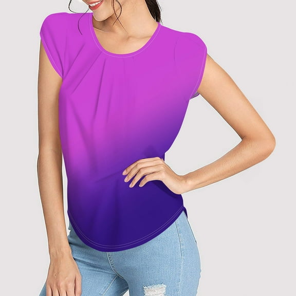 Tshirt Women Women's Fashion Printed Short-sleeved Button Round Neck Casual Tops