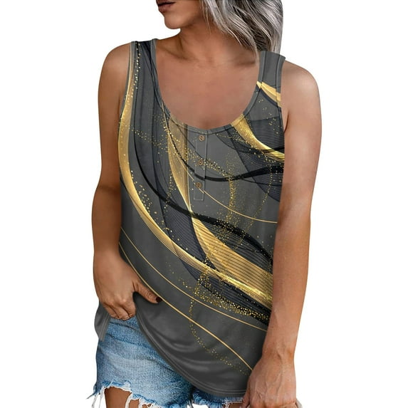 Tshirt Women Women's Fashion Summer Round Neck Tank Top Lightweight Sleeveless Print Tank Top
