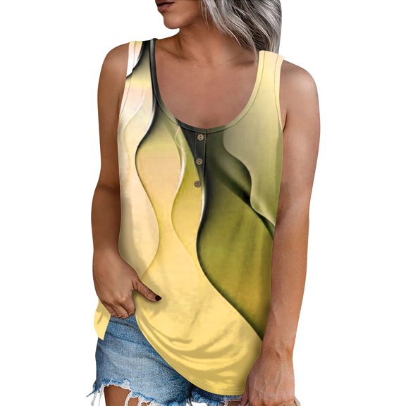 Tshirt Women Women's Fashion Summer Round Neck Tank Top Lightweight Sleeveless Print Tank Top
