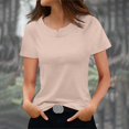 thumbnail image 1 of Tshirt Women Women's Fashionable Casual Solid Color Short Sleeved Round Neck T-shirt Top, 1 of 6