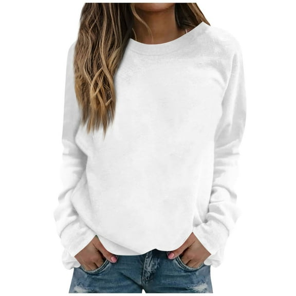 Tshirt Women Women's O Neck Sweatshirt Casual Long Sleeve Pullover Spring Break Top Long Sleeve Top