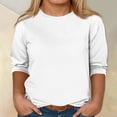 thumbnail image 1 of Tshirt Women Women's Plus-size Model O-neck 3/4 Sleeve Solid Color Top, 1 of 6