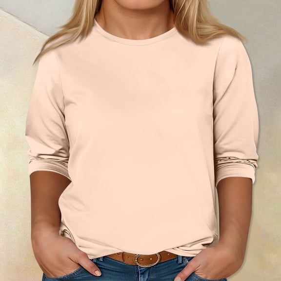 Tshirt Women Women's Plus-size Model O-neck 3/4 Sleeve Solid Color Top