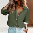 thumbnail image 1 of Tshirt Women Women's Shirt Blouse Solid Color Button Long Sleeve Casual Basic Shirt Collar Regular Top, 1 of 6