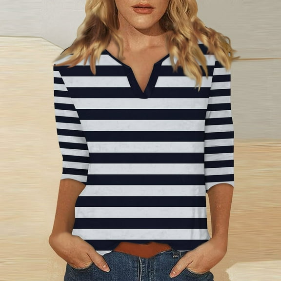 Tshirt Women Women's Stand Collar 3/4 Sleeve Printed Top