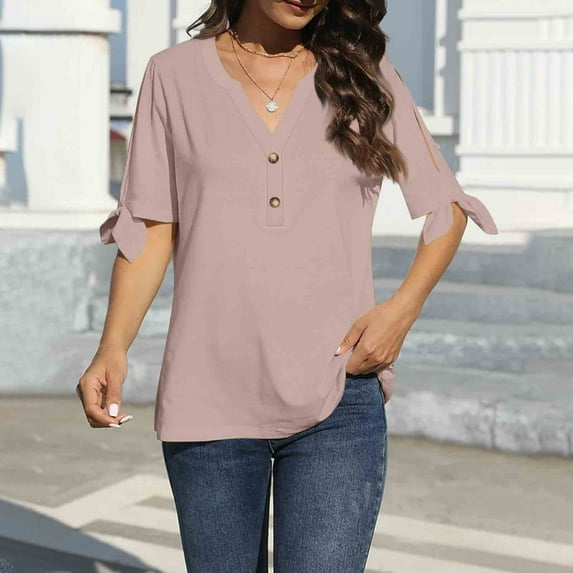 Tshirt Women Women's T Shirt Tee Color Gradient Daily Going Out Solid Short Sleeve Fashion V Neck Regular Fit Summer Tops