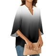 thumbnail image 1 of Tshirt Women Womens Tops 3/4 Tiered Bell Sleeve V Neck Gradient Printed Blouses Work Tunic Shirts, 1 of 6