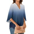 thumbnail image 1 of Tshirt Women Womens Tops 3/4 Tiered Bell Sleeve V Neck Gradient Printed Blouses Work Tunic Shirts, 1 of 6