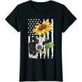thumbnail image 1 of Tshirt for Women Cow USA Flag Sunflower Gift Casual Short Sleeve Tops Black Medium, 1 of 4