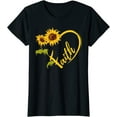 thumbnail image 1 of Tshirt for Women Sunflower Heart Christian Faith Graphics Flower Gift Casual Short Sleeve Tops Black Small, 1 of 4