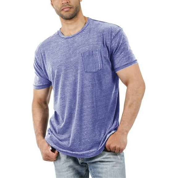 Tshirts For Men Loose Solid Short Sleeved Round Neck Pocket T Shirt Spring Summer Tee Shirt Tops