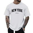 thumbnail image 1 of Tshirts For Men New York Printed Short Sleeve Graphic Tees Spring Summer Tee Shirt Tops, 1 of 3