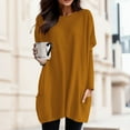 thumbnail image 1 of Tshirts For Women Autumn Winter Solid Color Round Neck Puff Long Sleeve Pocket Tops T Shirts Holiday Wear, 1 of 5