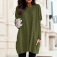thumbnail image 1 of Tshirts For Women Autumn Winter Solid Color Round Neck Puff Long Sleeve Pocket Tops T-Shirts Sportwear, 1 of 5