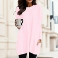 thumbnail image 1 of Tshirts For Women Autumn Winter Solid Color Round Neck Puff Long Sleeve Pocket Tops T-Shirts Sportwear, 1 of 5
