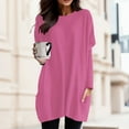 thumbnail image 1 of Tshirts For Women Autumn Winter Solid Color Round Neck Puff Long Sleeve Pocket Tops Tee Shirts Daily-Wear, 1 of 5