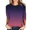 thumbnail image 1 of Tshirts For Women Casual Fashion Gradient Printing O Neck Three Quarter Sleeve Tops T Shirts Activewear, 1 of 4