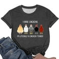 thumbnail image 1 of Tshirts For Women Letter Graphic Round Neck Short Sleeve Loose Fit Casual Tops Pullover T Shirts Outwear,Gray,S, 1 of 2