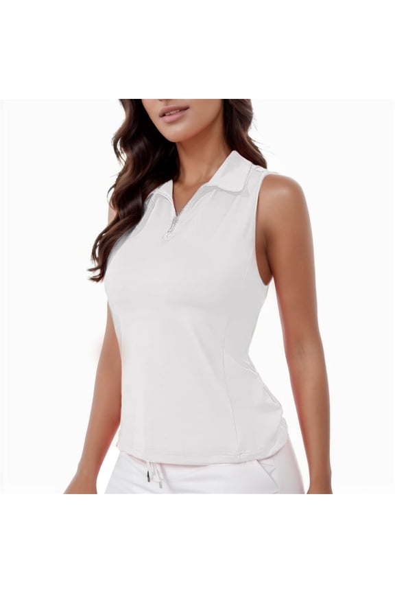 Tshirts For Women Shirt Sleeveless Tennis Top With Zippered Collar Sports And Workouts Spring Summer Tee Shirt Tops