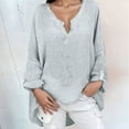 thumbnail image 1 of Tshirts For Women Summer Solid Color V Neck Long Sleeve Casual Tops Outwear, 1 of 3