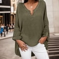 thumbnail image 1 of Tshirts For Women Summer Solid Color V Neck Long Sleeve Loose Casual Tops Outwear, 1 of 8