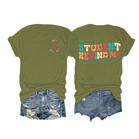 Tshirts For Women Summer Teacher Dear Student Behind Me Comfortable Breathable Gathering Vacation Fashion Party T Shirt