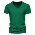 thumbnail image 1 of Tshirts Shirts For Men Casual V Neck Loose Comfortable Stretchy Pure Color Summer Short Sleeve Tee For Daily Wear Shirts For Men Dark Green XL, 1 of 5
