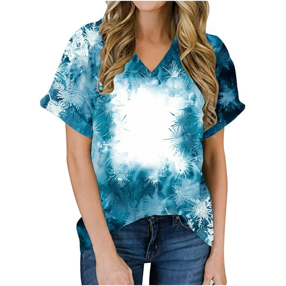Tshirts Shirts Graphic Oversized Workout Shirts Women Tight Cute Summer Crop Tops for Women Hawaiian Shirts Blue