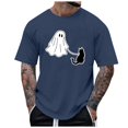 thumbnail image 1 of Tshirts Shirts For Men Ghost Walking Dog Print Halloween Theme Casual Crew Neck Plus Size Short Sleeve Crew Neck Tops Loose Comfortable Mens T-Shirts Navy M, 1 of 5