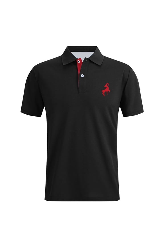 Tshirts Shirts for Men Golf Sports Dressy Deer Printed Breathable Short Sleeve Polo Shirts Button Up Collared Comfortable Summer Casual Men's Shirts Black M