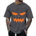 thumbnail image 1 of Tshirts Shirts For Men Halloween Pumpkin Graphic Print Loose Short Sleeve Crew Neck Casual Comfortable Tops Fall Outdoor Activities Mens T-Shirts Dark Gray XXL, 1 of 4