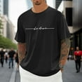thumbnail image 1 of Tshirts Shirts for Men Summer Letter Print Basic T Shirt for Men Short Sleeve Crew Neck Short Sleeve Loose Fit Top Lightweight Breathable T-Shirts for Men Black S, 1 of 3