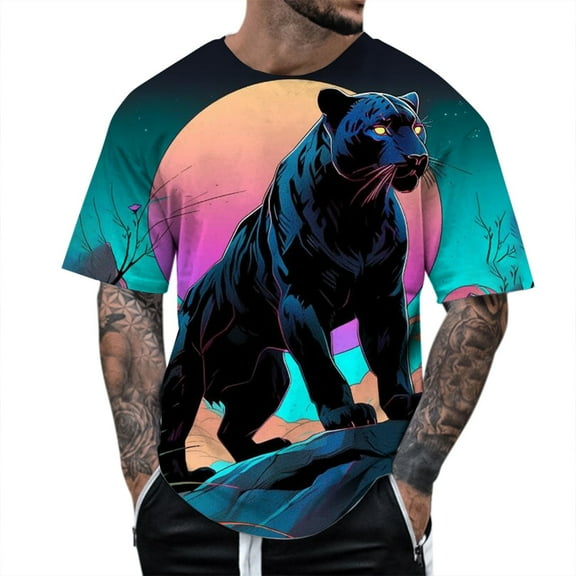 Tshirts Shirts for Men 3D Print Short Sleeved Style Four Black Classic Fall Tees Men size L