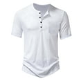 thumbnail image 1 of Tshirts Shirts for Men Casual Short Sleeve Solid Color Button Up Tee Outdoor Activities Spring Summer Comfortable Tops, 1 of 3