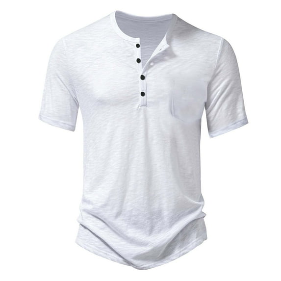 Tshirts Shirts for Men Casual Short Sleeve Solid Color Button Up Tee Outdoor Activities Spring Summer Comfortable Tops
