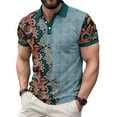 thumbnail image 1 of Tshirts Shirts for Men Floral Printed Casual Short Sleeve Button Up Collared Polo Shirts Breathable Summer Comfortable Slimming Mens Shirts C XL, 1 of 6