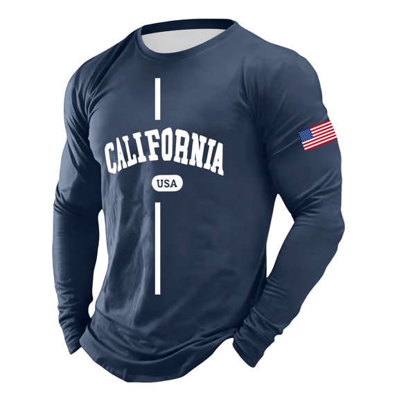 Tshirts Shirts for Men Letter Print Long Sleeve Crew Neck Casual Funny Graphic Shirts for Men